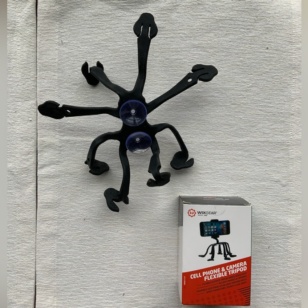WIXGEAR OCTOPUS TRIPOD. Black Flexible Tripod for Phone and Camera. Suction cups